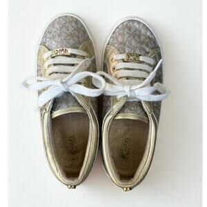 Michael Kors Gold & Silver Glitter Sneakers Size 3 Youth EU 34